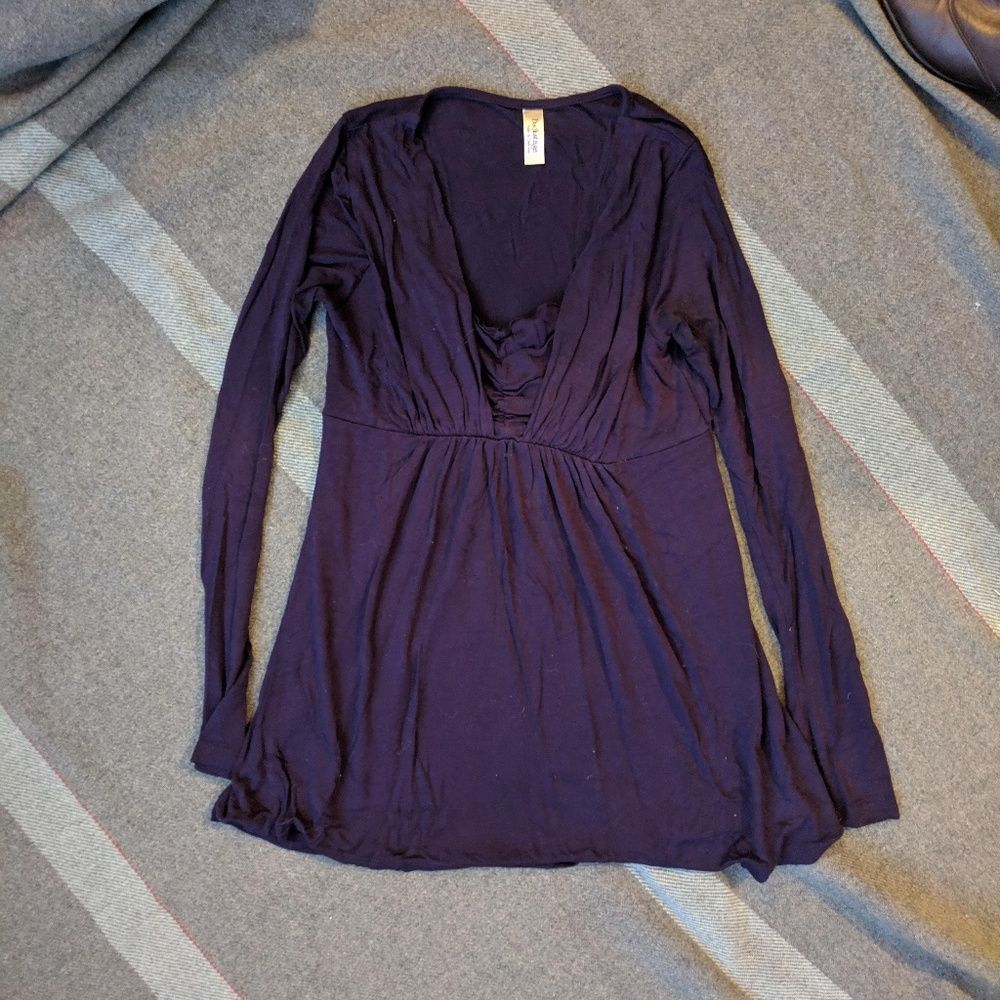 Stretchy purple ballet empire-waist tee